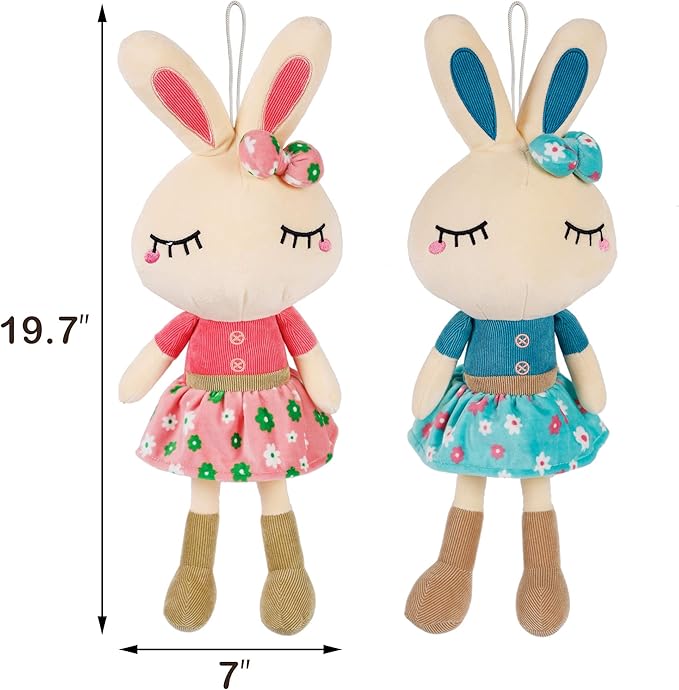 Set of 2 Easter Plush Bunny Rabbit, 18.3 in Doll Rabbit Stuffed Animal Huggable Rabbit Christmas Easter Girls' Gift Room Decorations