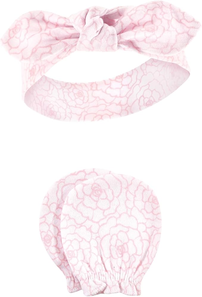 Hudson Baby Baby Girls' Cotton Headband and Scratch Mitten Set