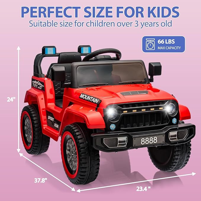 Hetoy Kids Ride On Truck Car, 12V Battery Powered Electric Car w/Parent Remote Control 3 Speeds,