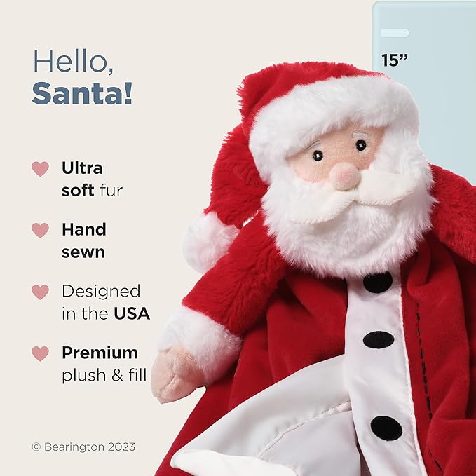 Bearington Baby Santa Snuggler, 15 Inch Plush Christmas Santa Claus