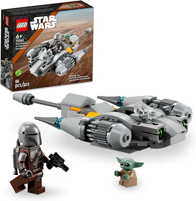 LEGO Star Wars The Mandalorian’s N-1 Starfighter Microfighter, Building Toy Set for Kids Ages 6 and Up with Mando and Grogu 'Baby Yoda' Minifigures 75363