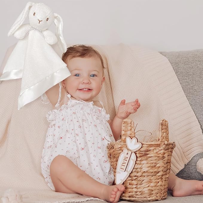 Bunny Baby Security Blanket Loveys for Babies Boys Girls, 15" Soft Baby Lovey Unisex Lovie