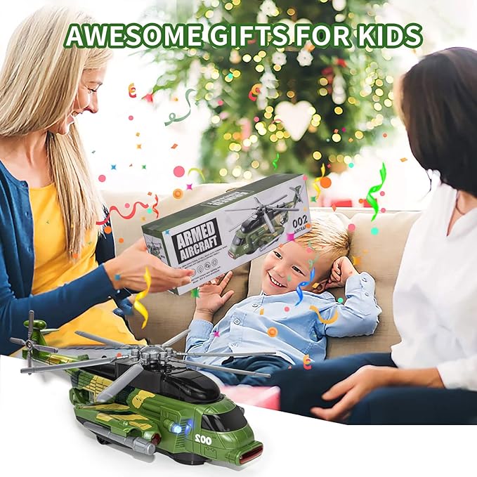 Helicopter Toys for Toddlers,Kids Airplanes Toys Musical Army Planes with Sound and Light 2 3 4 5