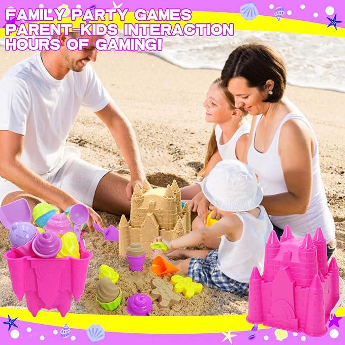 Ice Cream Beach Toys Sand Toys Set for Girls Kids Ages 4-8,Beach Castle Toys Sand Bucket Toddler Baby Ages 3