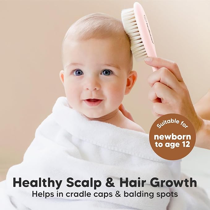KeaBabies Hair Brush - Soft Goat Bristles Baby Brush, Cradle Cap Brush