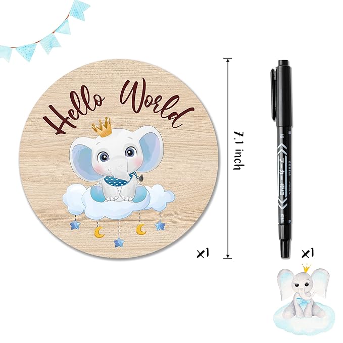 R HORSE Baby Birth Announcement Sign with Marker Pen Double-Sided