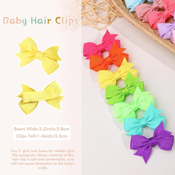 48PCS OAOLEER Fully Lined Hair Clips and Bows for Baby 24 Color D-48pcs)