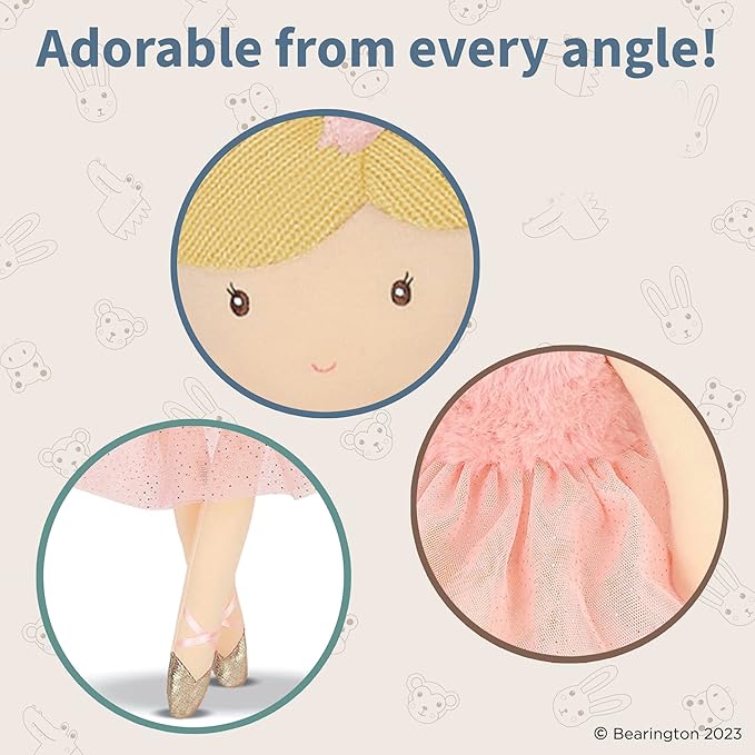 Bearington Lil' Ballerina Blonde Ballerina 16.5 Inch Ballerina Doll - Plush Dolls for Girls