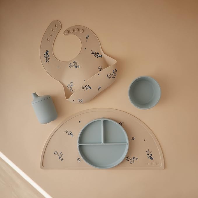 mushie Silicone Suction Bowl | BPA-Free Non-Slip Design (Powder Blue)