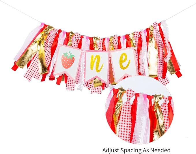 Strawberry Highchair Banner-1st Birthday Decoration,Sweet One Birthday Party Supplies for Girl Shower 1st Birthday