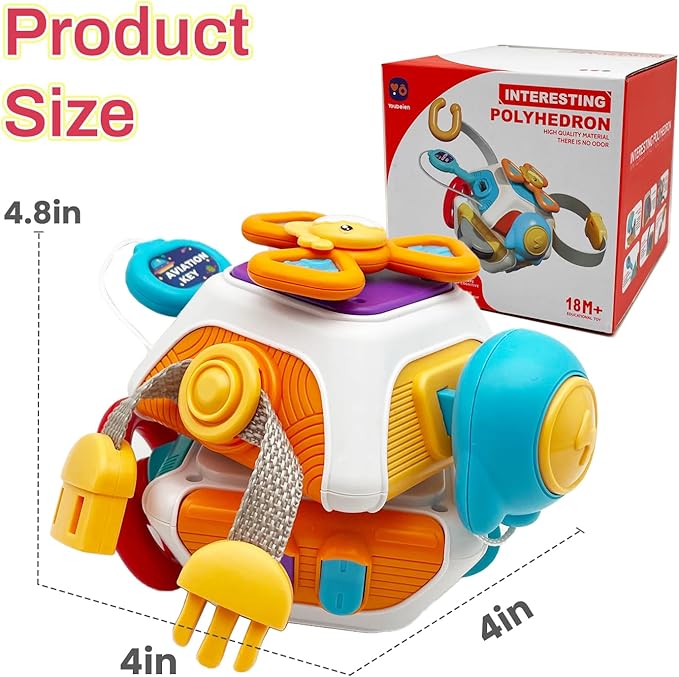 10 in 1 Busy Cube Montessori Toy for 18M+ Year Old Toddlers - Educational Activity Developing Sensory Board for Fine Motor Skills
