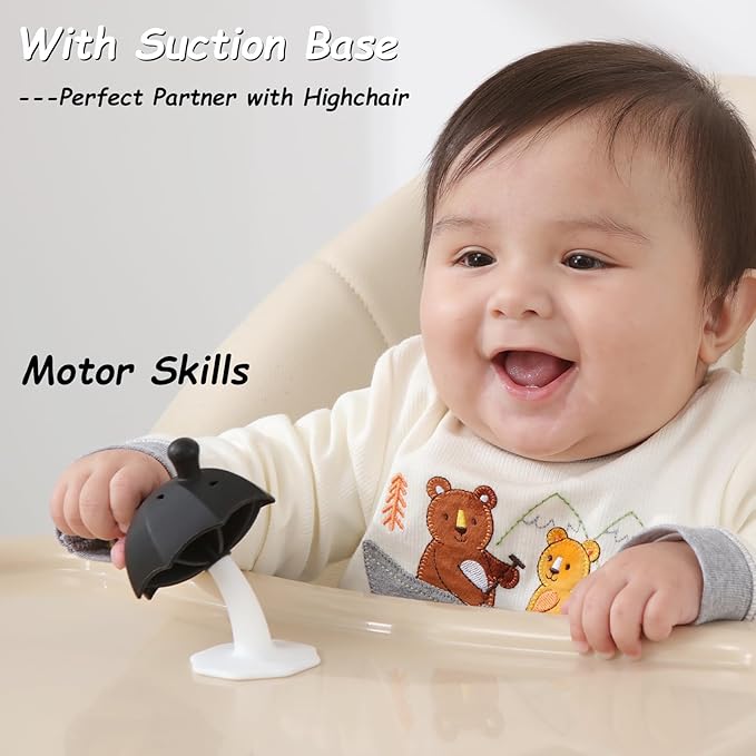 Teething Toys for Babies 0-6 months, Seposeve Umbrella Baby Teether with Suction Base 6-12 months 12-24 months