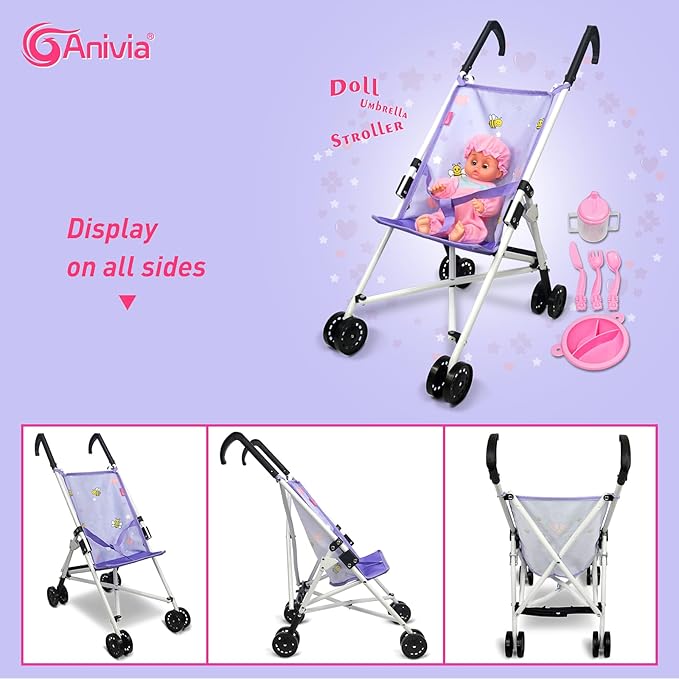 Doll Stroller Toy Anivia Realistic Doll Stroller Heart Design Gifts