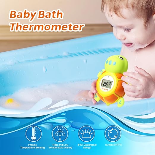 Upgrade Turtle Baby Bath Thermometer Toddlers Bath Thermometer Baby Safety BPA-Free Bath Tub Thermometer Temp Warning Water Thermometer & Room Thermometer ℃/℉
