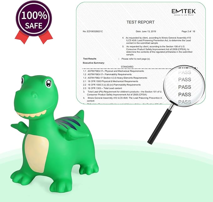 INPANY Kids Bouncy Dinosaur Hopper Toys for 2 Year Old Boy Gifts, Toddler Inflatable Animal Hopping Horse 3 4