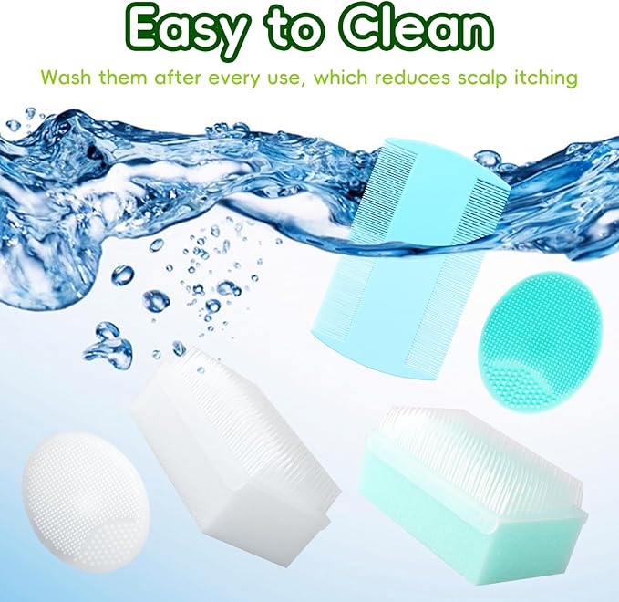Cradle Cap Brush for Babies, Baby Bath Essentials with Silicone Scrubber Bath Sponge Dual-Sided Comb for Newborns Toddlers Boys Girls (Green, Set of 5)