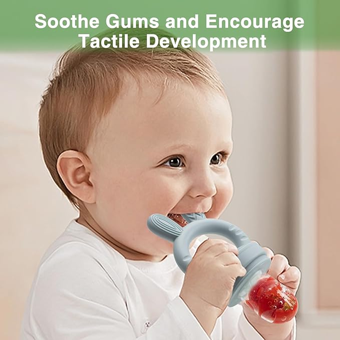 Baby Fruit Feeder with Breastmilk Popsicle Molds & 3 Sizes Pouches, BPA Free Silicone Frozen Feeder for Teething Relief 4 Months+