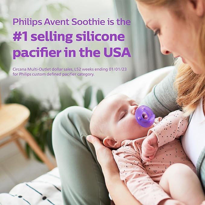 Philips AVENT Soothie Pacifier, Pink/Purple 0-3 Months, 4 Pack, SCF190/42