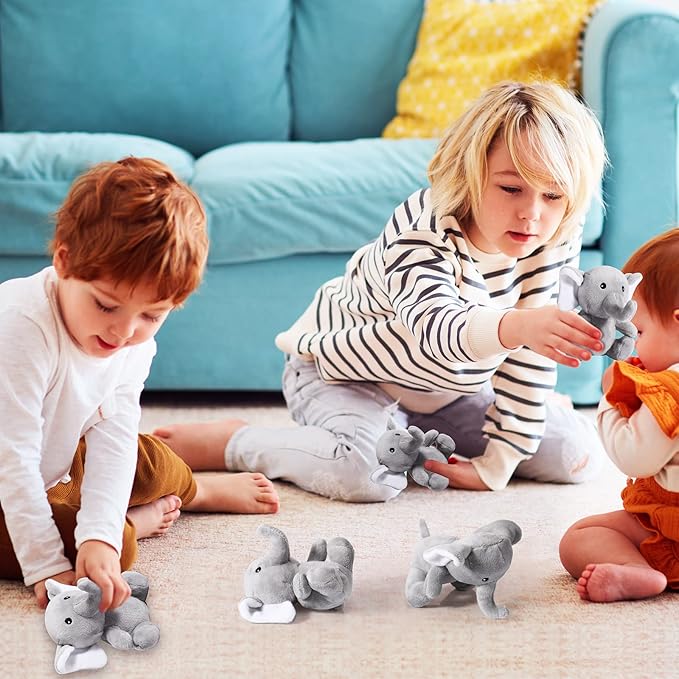 HyDren 8 Pcs Plush Mini Elephant Stuffed Animal Toys 4