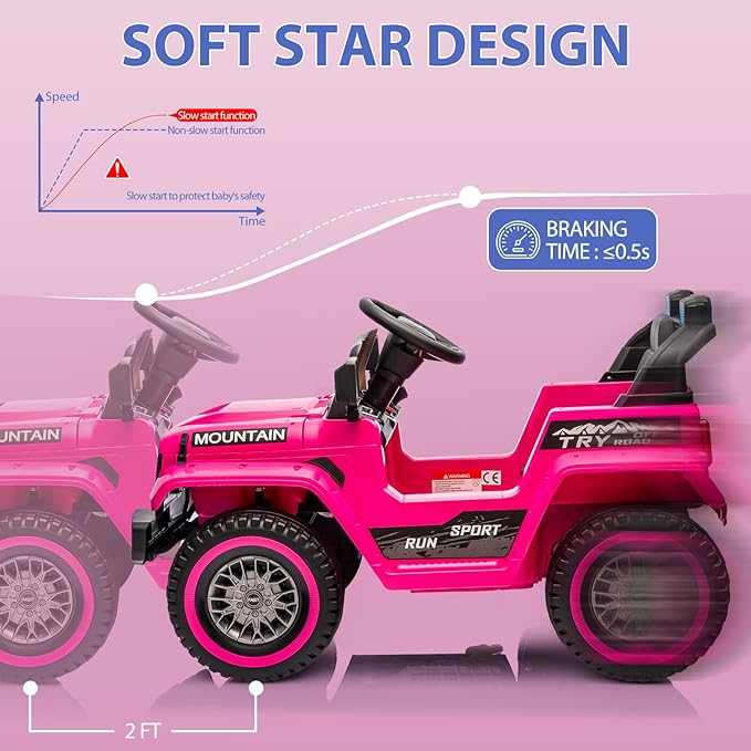 Hetoy Kids Ride On Truck Car, 12V Battery Powered Electric Car w/Parent Remote Control 3 Speeds,