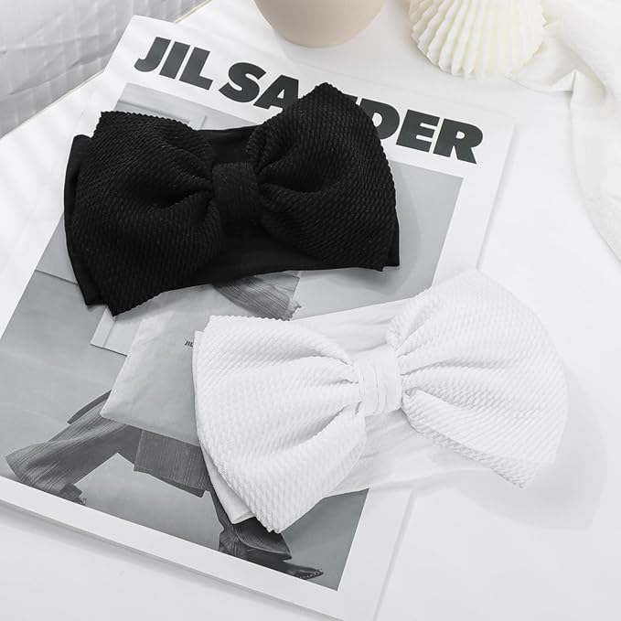 YanJie Baby Girl Bow Headbands - Black, White Nylon Hair 0-6 Months
