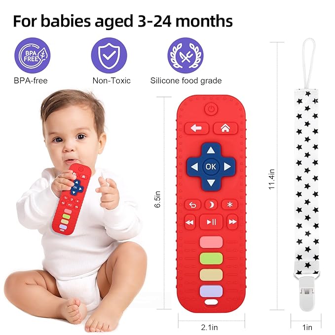 Chuya Remote Teethers Silicone Baby Teething Toys, TV Remote Teether