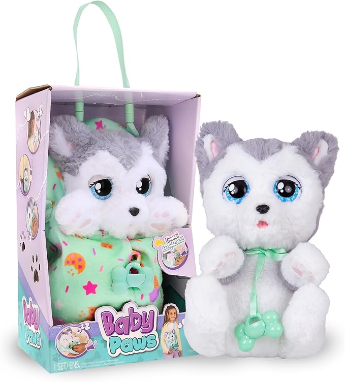 IMC Toys Baby Paws - Siberian Husky Puppy with Carrier 5 Adorable 4+