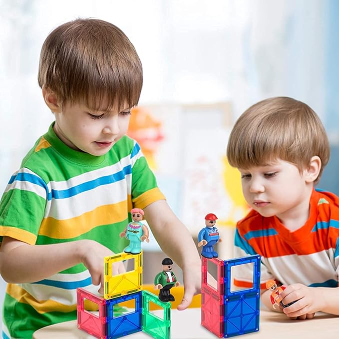 Playmags Magnetic Figures Community Set of 15 Pieces - Play People Perfect for Magnetic Tiles Building Blocks - STEM Learning Toys Children – Magnet Tiles Expansion Accessories Pack (Styles May Vary)