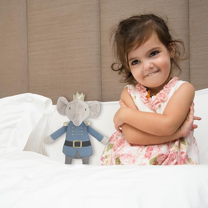 MON AMI Prince Earl The Elephant Plush Stuffed Doll – 12”, Cute Elephant in Blue Suit