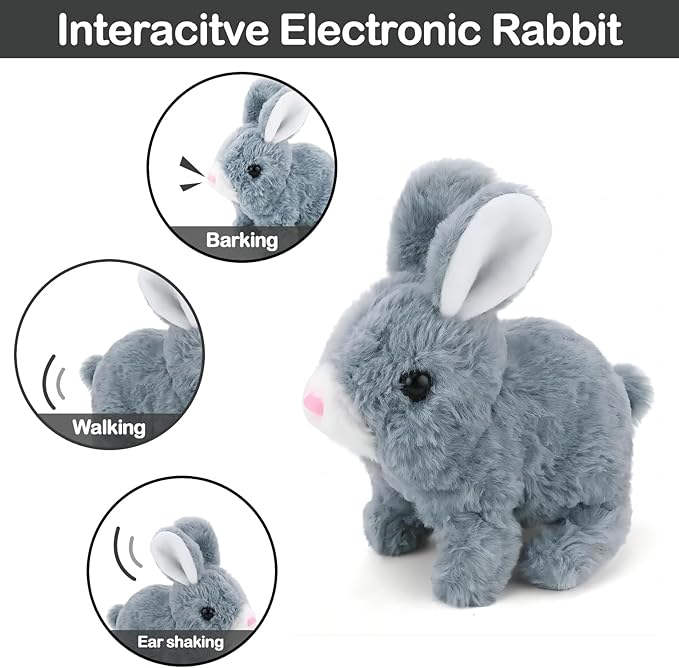 Hopping Bunny Toys for Kids Interactive Electronic Bunny Plush Toy 7'')