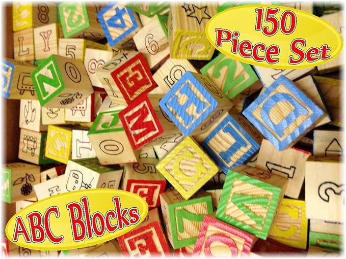 Matty's Toy Stop 150 Piece ABC Stack N' Build Wood