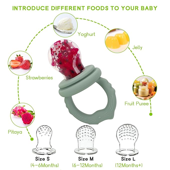 Socub Silicone Baby Fruit Food Feeder & Baby Food Freezer Tray Set, Breastmilk Popsicle Molds for Baby Teething Relief 3 Sizes
