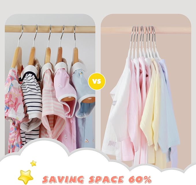 Kids Velvet Hangers 30 Pack, 11 Inch Size Non-Slip Baby Hangers, Space-Saving Nursery Hangers, Perfect Infant/Toddler Clothes Hangers for Daily Use(White)