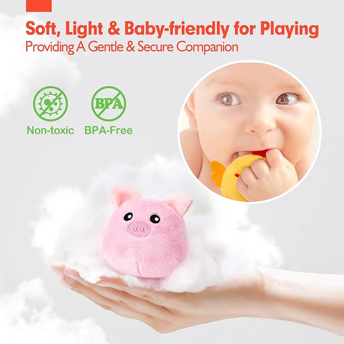 hahaland Baby Toys 6-12 Months - Surprise Barn with Stuffed Farm Animals, Rattle 1-3