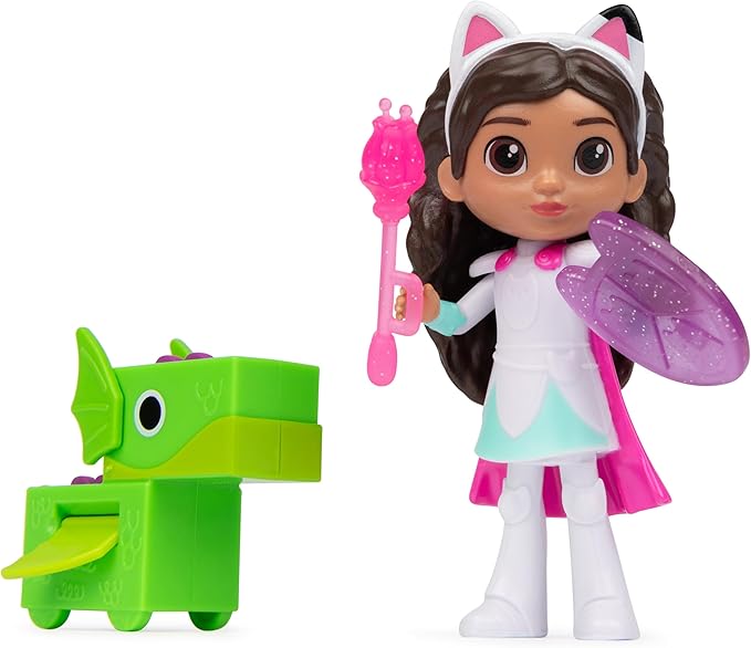 Gabby's Dollhouse, Knight Gabby Toy Figure Set with Surprise Toy and Mini Dragon Pal 3 and