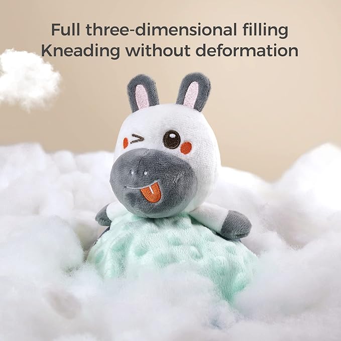 TUMAMA Baby Security Blanket Lovey,Soft Fleece Velvet Minky Dot Blanket with Stuffed Animal&Teething Rings