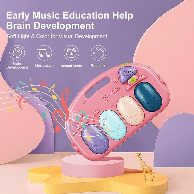 dearlomum Baby Play Mat Baby Gym,Funny Play Piano Tummy Time Baby Activity Gym Mat with 5 Infant Sensory Baby Toys and 2 Baby Soft Rattles 0 to 3 6 9 12