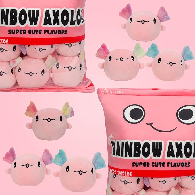 Axolotl Plush Pillow Throw Pillow, Cute Axolotl Plush Toys Doll (6 pcs,