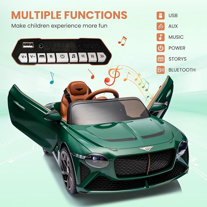 Hetoy Kids Ride On Car, Licensed Bentley Bacalar 12V Electric Vehicles w/Parent Remote Control 3 Speeds,