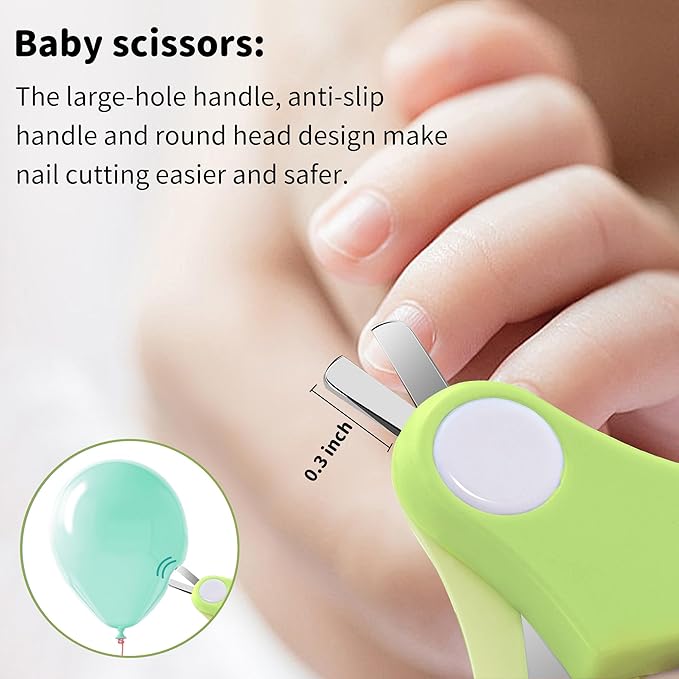 Baby Nail Clippers Kit Baby Grooming Set with Nail Clippers, Scissors, Nail File & Tweezers Baby Care Kit Fingernail Cutter for Baby,Newborn,Infant,Toddler,Kid(Green)