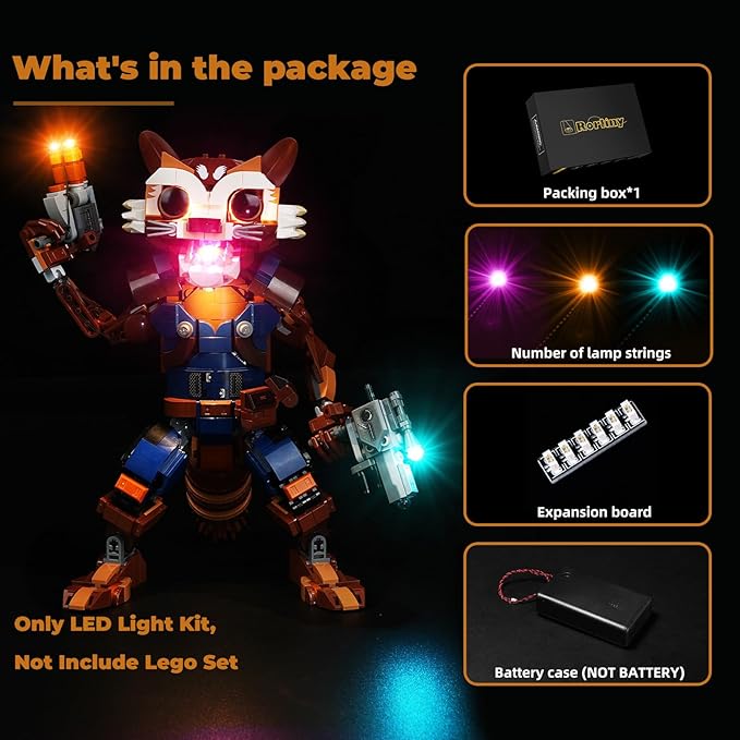 LED Light Kit for Lego-76282 Rocket & Baby Groot, Lighting Set Compatible with Lego-76282 Rocket & Baby Groot Building Blocks Model (Lights Only