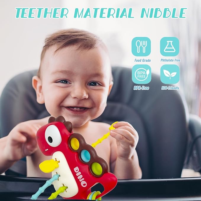 Montessori Toy for Baby 18+ Months, Cute Dragon Design Baby Sensory Teething Toys with Rattles for Toddlers Boy Girl Birthday Gifts……