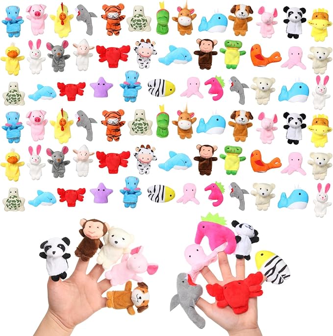 100 Pcs Animal Finger Puppets 29 Small Soft Velvet Dolls
