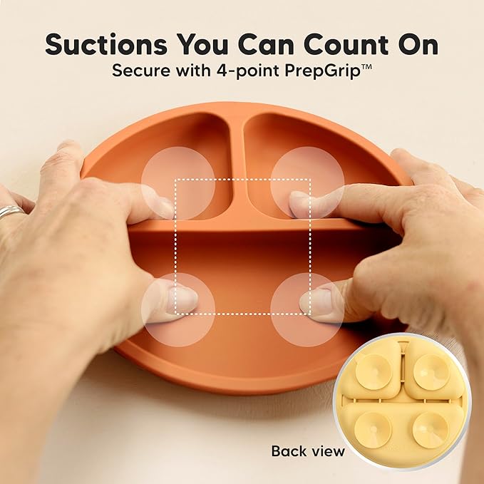 KeaBabies Suction Plates for Baby, Toddler - 3-Pack 100% Silicone Toddler Plates, Divided Baby Plates with Suction, Silicone Plates for Baby, Kids, BPA-Free, Microwave, Dishwasher Safe (Valiant)