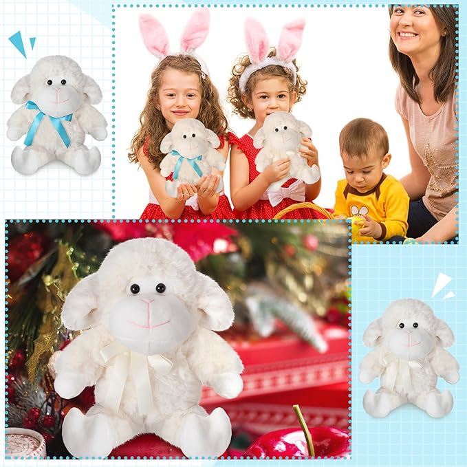 Poen 10 Pcs Lamb Plush Toys Stuffed Animal Sheep 11 Inch Little Lamb Plushy Cute Stuffed Animal Lamb Doll White Sheep Toys Huggable Lamb Toys Gift for Little Ones, Friends