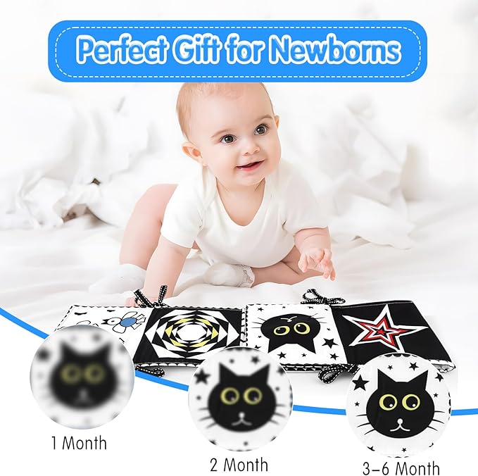 Baby Toys Black and White High Contrast Newborn Toys for 0-6, 6-12 Months