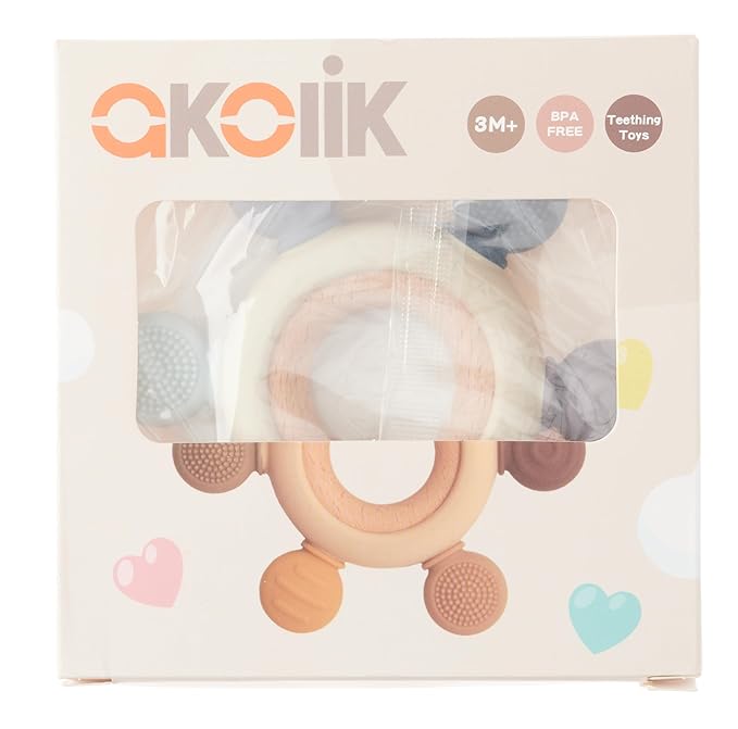 akolik Teething Toys for Babies, Baby Teethers Toy Teething Ring Silicone 3+ Months