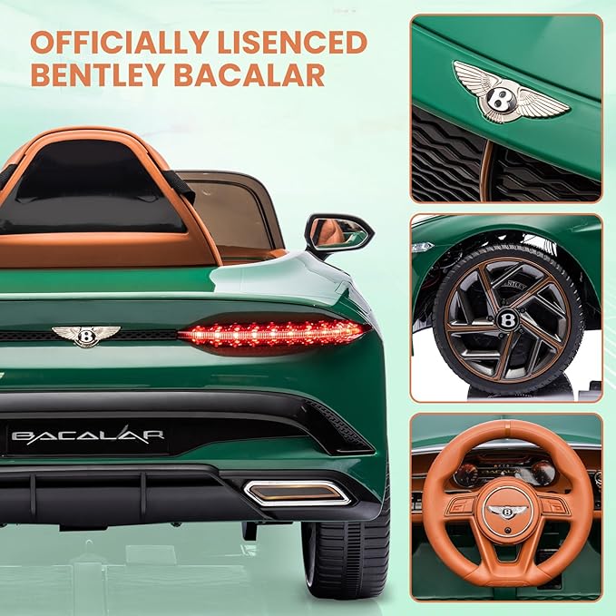 Hetoy Kids Ride On Car, Licensed Bentley Bacalar 12V Electric Vehicles w/Parent Remote Control 3 Speeds,