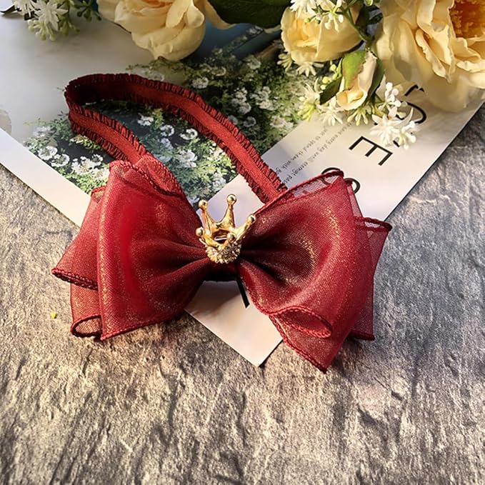 Cute Baby Girl Headband with Lace Bow and Crown Elastic