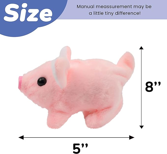 Hopearl Walking Piggy Pet Interactive Crawling Piglet Electronic Plush Toy Pig Oink Twitch Nose Wag Tail Animated Gifts for Toddlers Birthday, Pink 8''